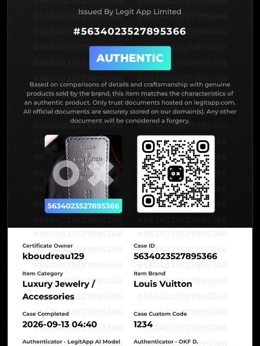 Authentic Louis Vuitton reversible belt